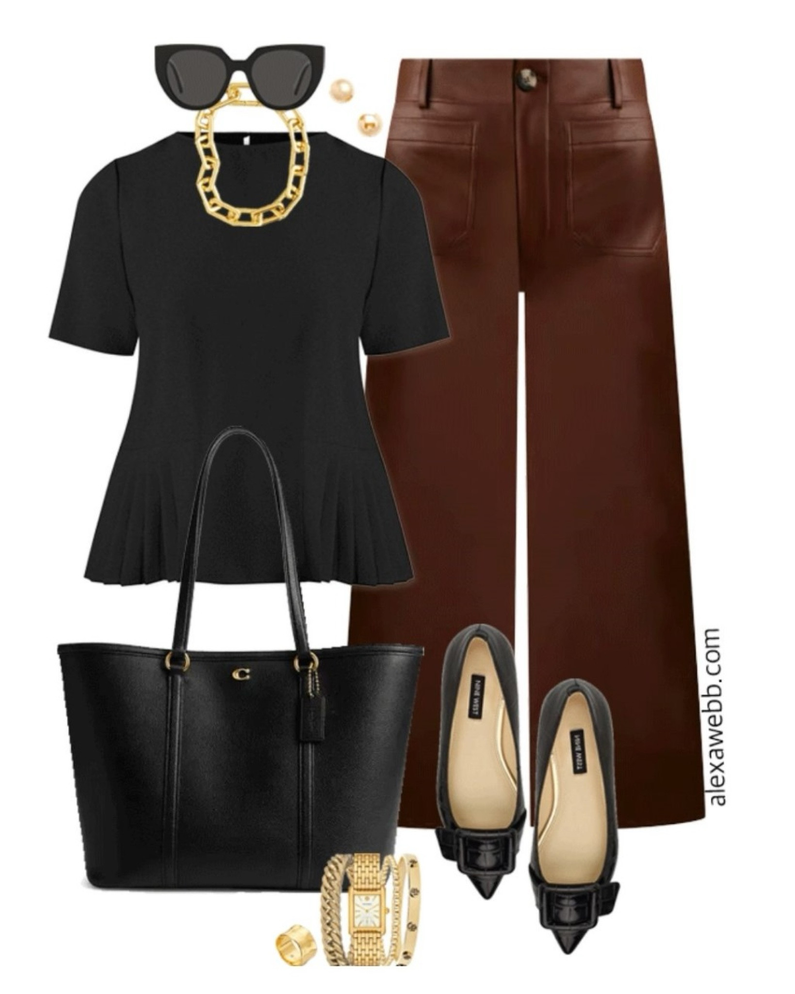 Plus size fall business casual work capsule wardrobe with a black top, faux leather cropped pants and black flats. Alexa Webb 

#LTKStyleTip #LTKPlusSize #LTKWorkwear