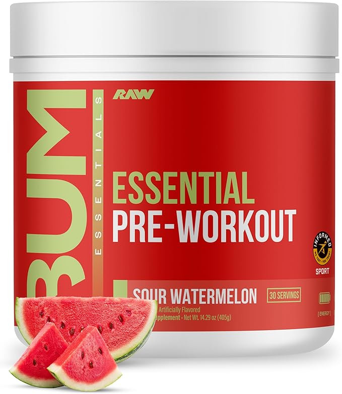 RAW Essential Pre-Workout Powder (Sour Watermelon) - Chris Bumstead Sports Nutrition Supplement f... | Amazon (US)