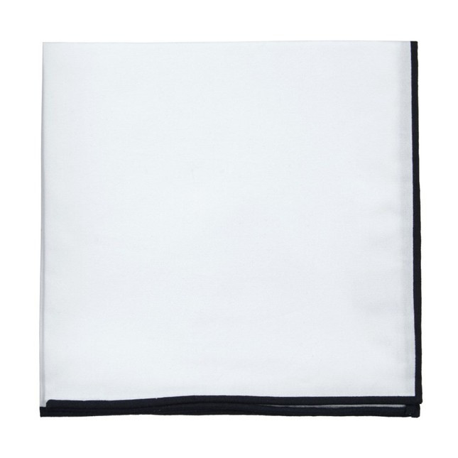White Cotton With Border Midnight Navy Pocket Square | The Tie Bar