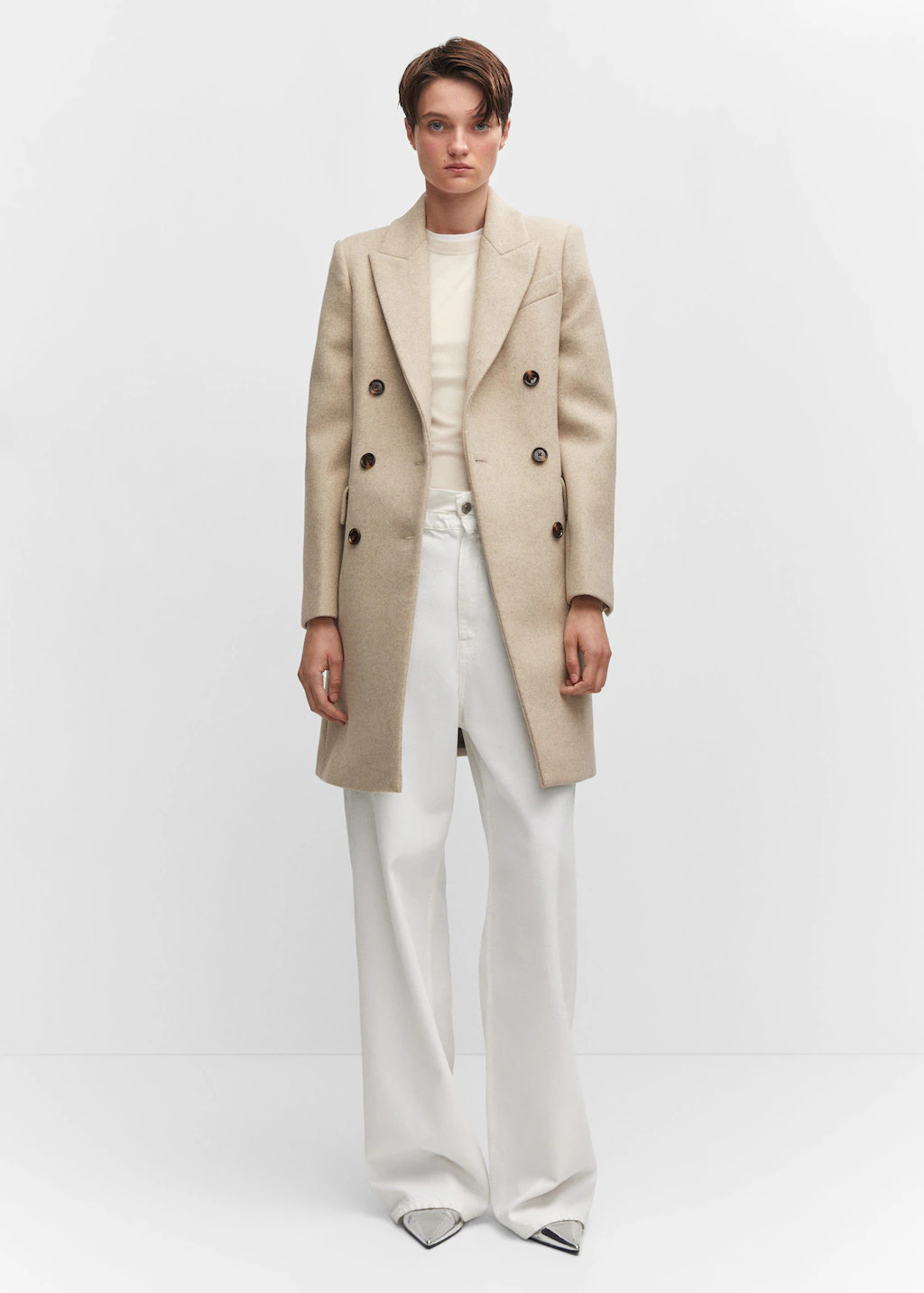 Wool double-breasted coat | MANGO (US)