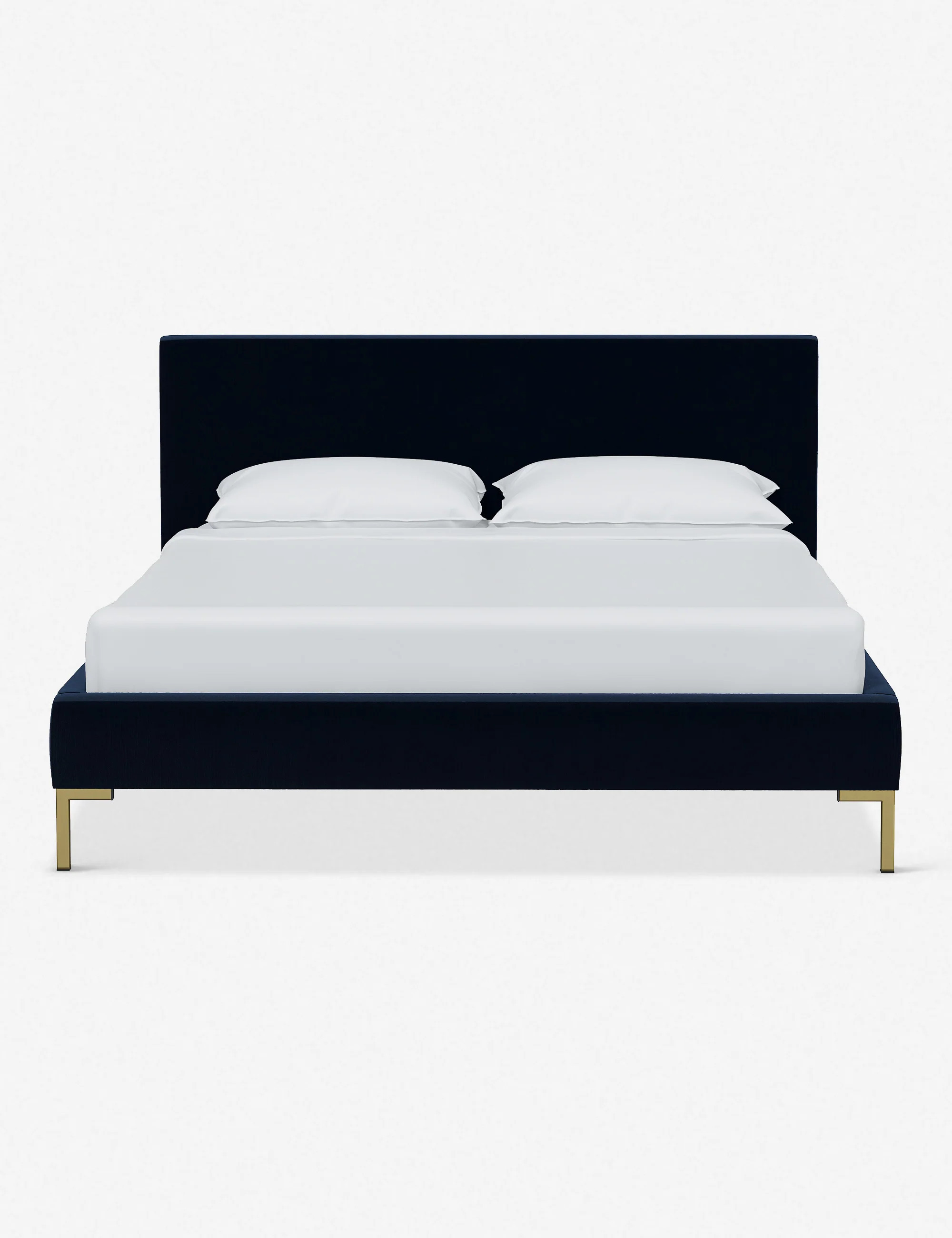 Deva Platform Upholstered King Bed, Navy Velvet | Lulu and Georgia 