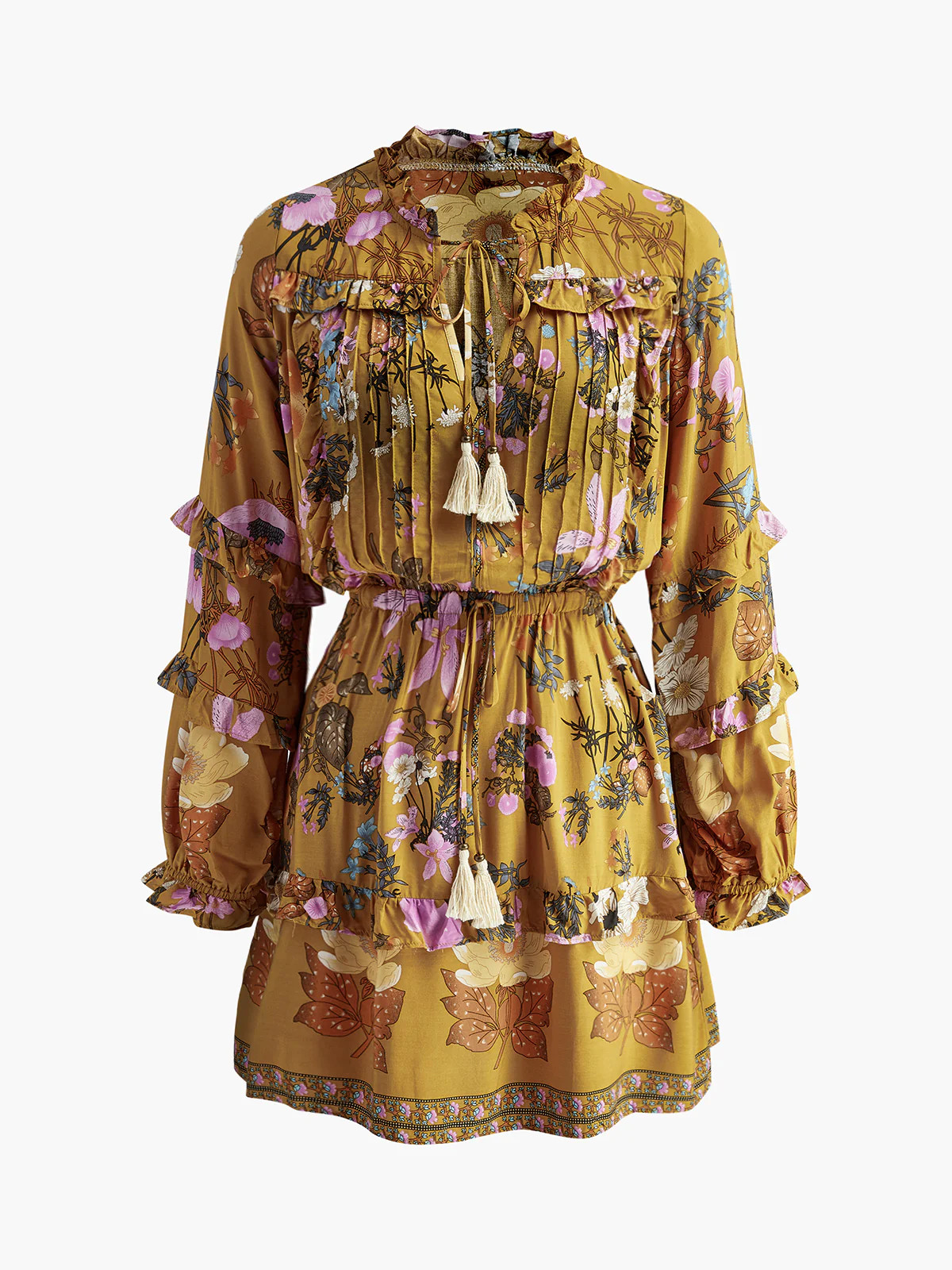 Boheme Printed Ruffle Cozy Dress | Commense