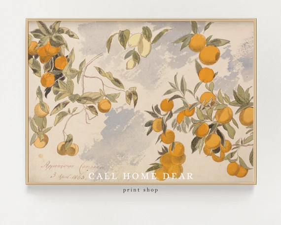 Vintage Fruit PRINT  Farmhouse Painting  Orange Lemon Wall | Etsy | Etsy (US)