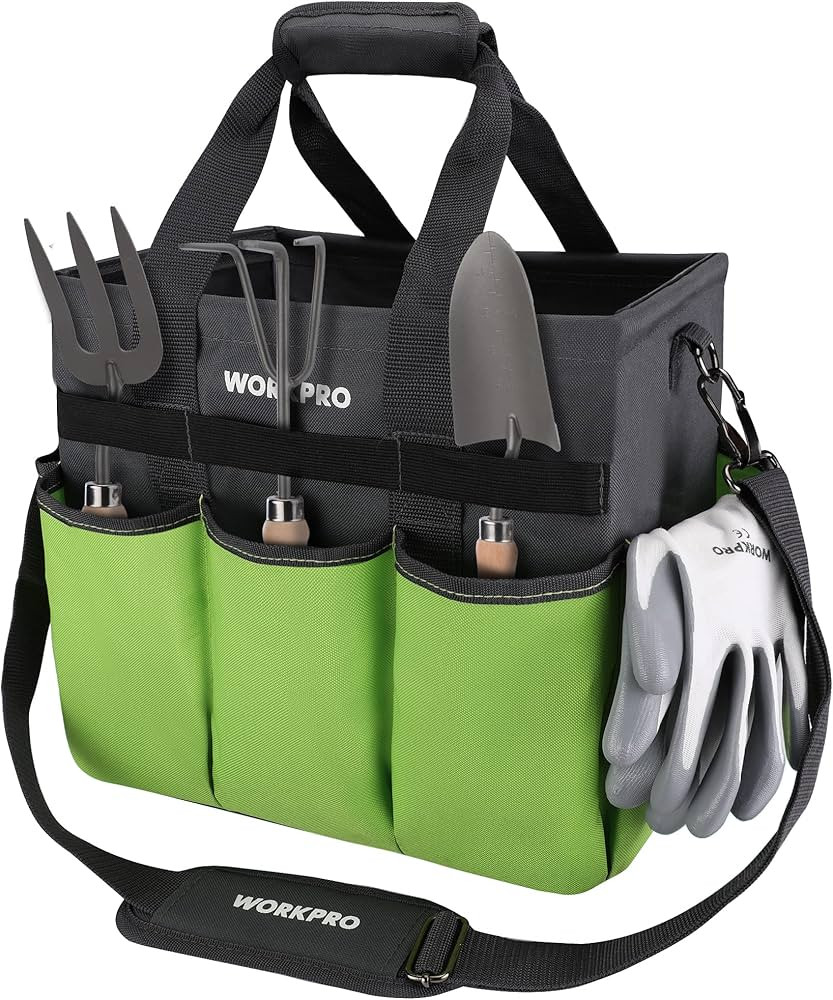 WORKPRO Garden Tool Bag Organizer, Heavy Duty Gardening Tote Bag with 10 Pockets and Long Adjusta... | Amazon (US)