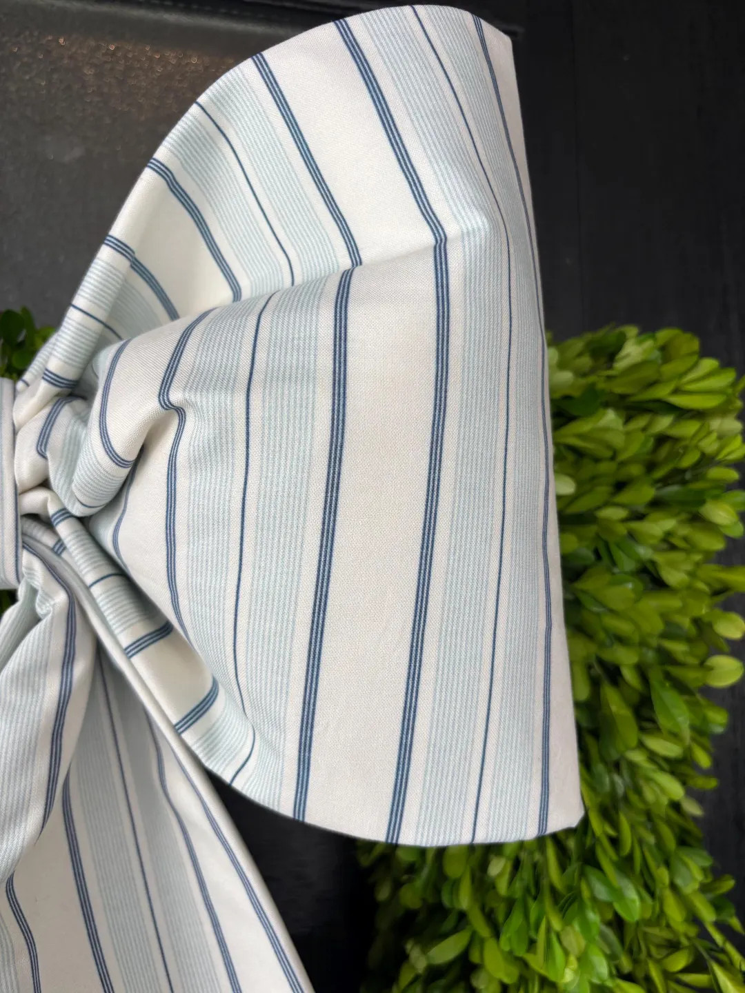 Large Blue French Stripe Fabric Bow - Etsy | Etsy (Global)