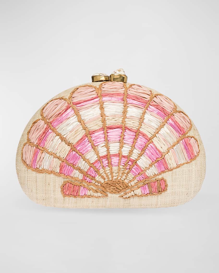 Rafe Berna Shell Straw Clutch Bag | Neiman Marcus