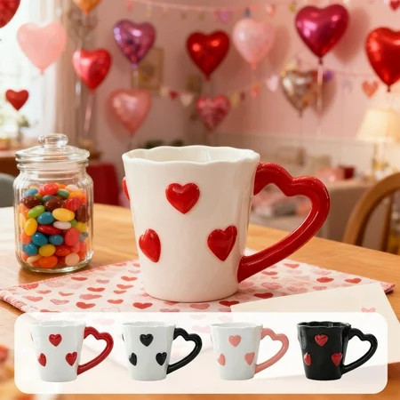 Valentine's Day Heart Ceramic Couple Mug - Romantic Coffee/Tea Cup for Couples, Top Romantic Valentine Pick, Festive Winter Holiday Mug for Home & Office, Perfect Romantic Gifting Essential, Red | Walmart (US)