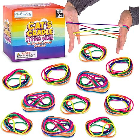 ArtCreativity Set of 12 Cat’s Cradle String Game - 63 Inch Looped Strings for Kids - Vintage Fi... | Amazon (US)