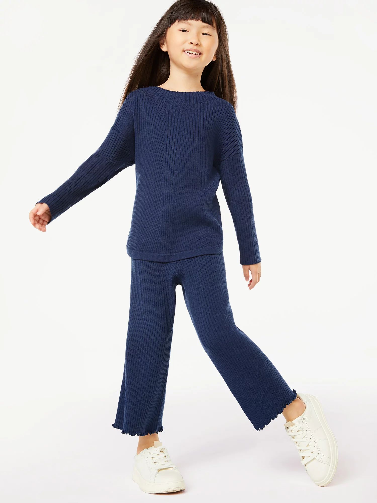 Free Assembly Girls’ Pullover Top & Sweater Pants Set, 2-Piece, Sizes 4-18 - Walmart.com | Walmart (US)