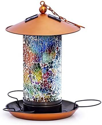 Solar Bird-Feeder for Outside Hanging Outdoor - Solar Powered Garden Lantern Light Bird-House Wild H | Amazon (US)