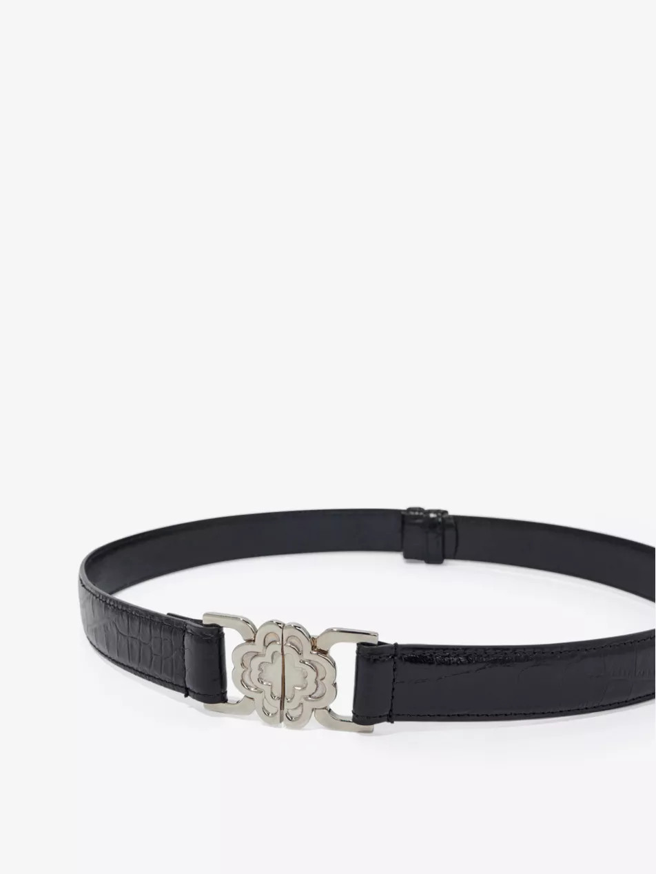 Clover-embellished croc-embossed leather belt | Selfridges