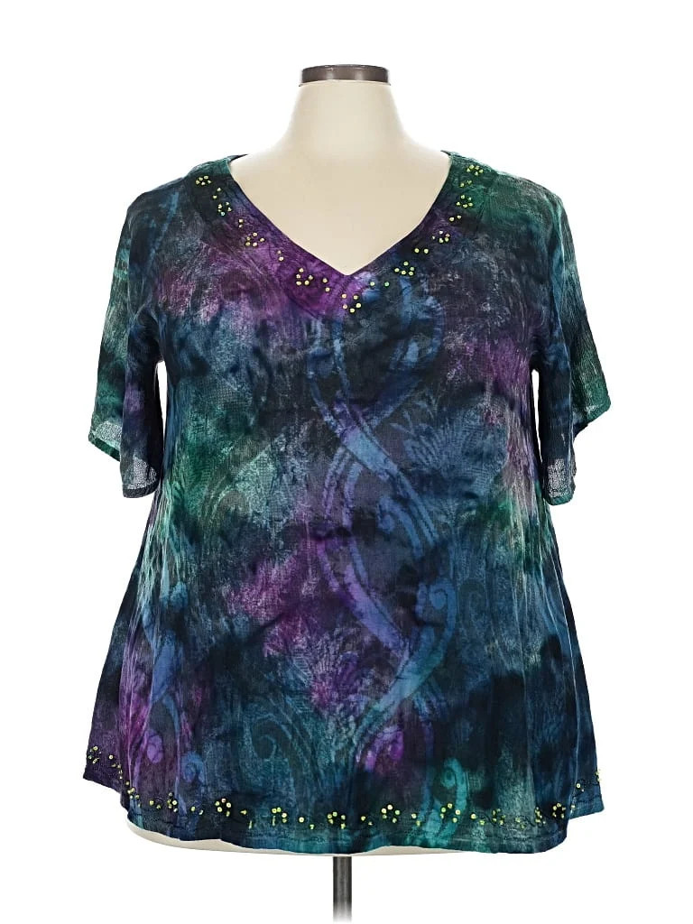 Greater Good Network 100% Rayon Teal Short Sleeve Blouse Size 3X - 51% off | ThredUp (US)