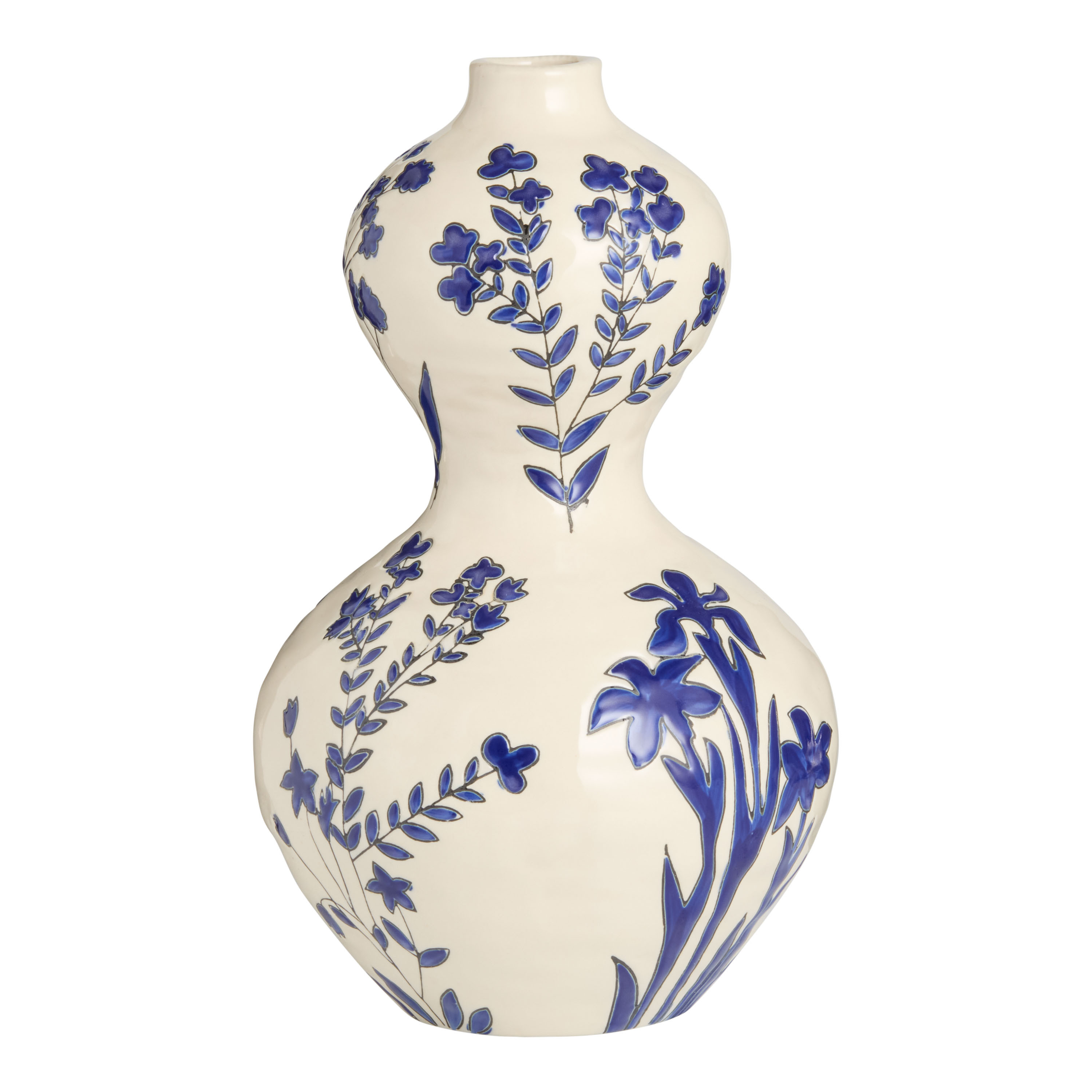 Large Blue and Cream Ceramic Chinoiserie Vase | World Market