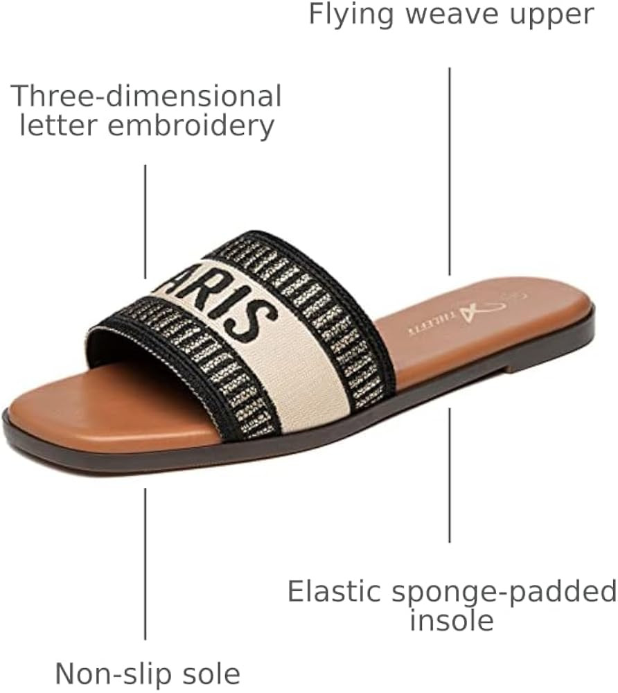 Athlefit Women's Slides Summer Fashion Slip On Flat Sandals Dressy | Amazon (US)