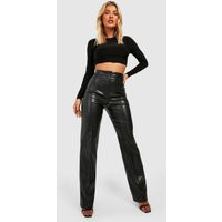 Womens Faux Leather Tailored Straight Fit Pants - Black - 10 | boohoo (US & Canada)