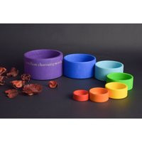 Color Sorting Rainbow Wooden Nesting Bowls Set, Stacking Toy, Montessori, Matching Toys, Toddler Toy | Etsy (US)