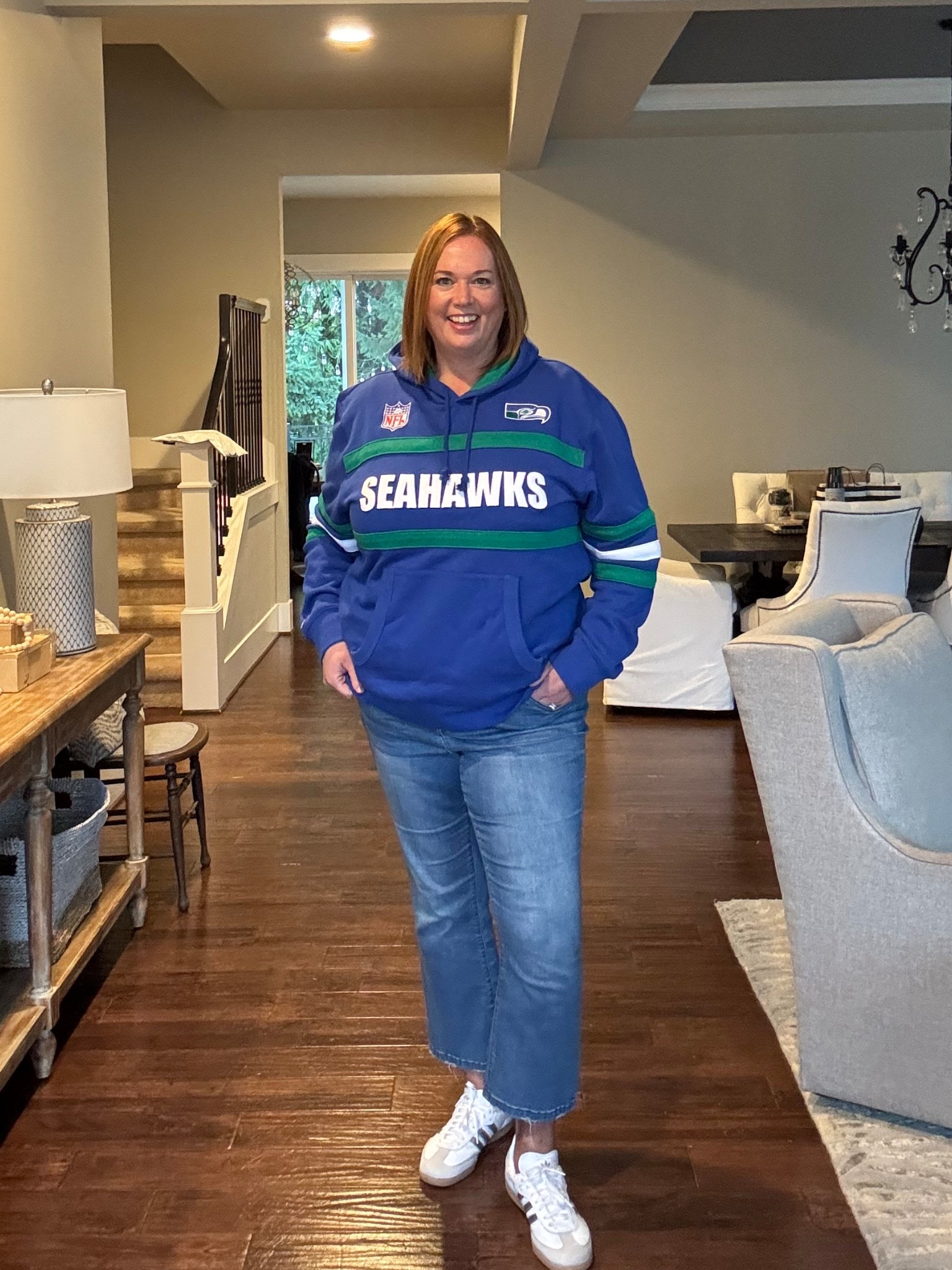 Sporty Sundays are my fave! Sporting this fun throwback hoodie to meet up with friends and cheer in our team! 

#LTKootd #LTKPlusSize #LTKShoeCrush