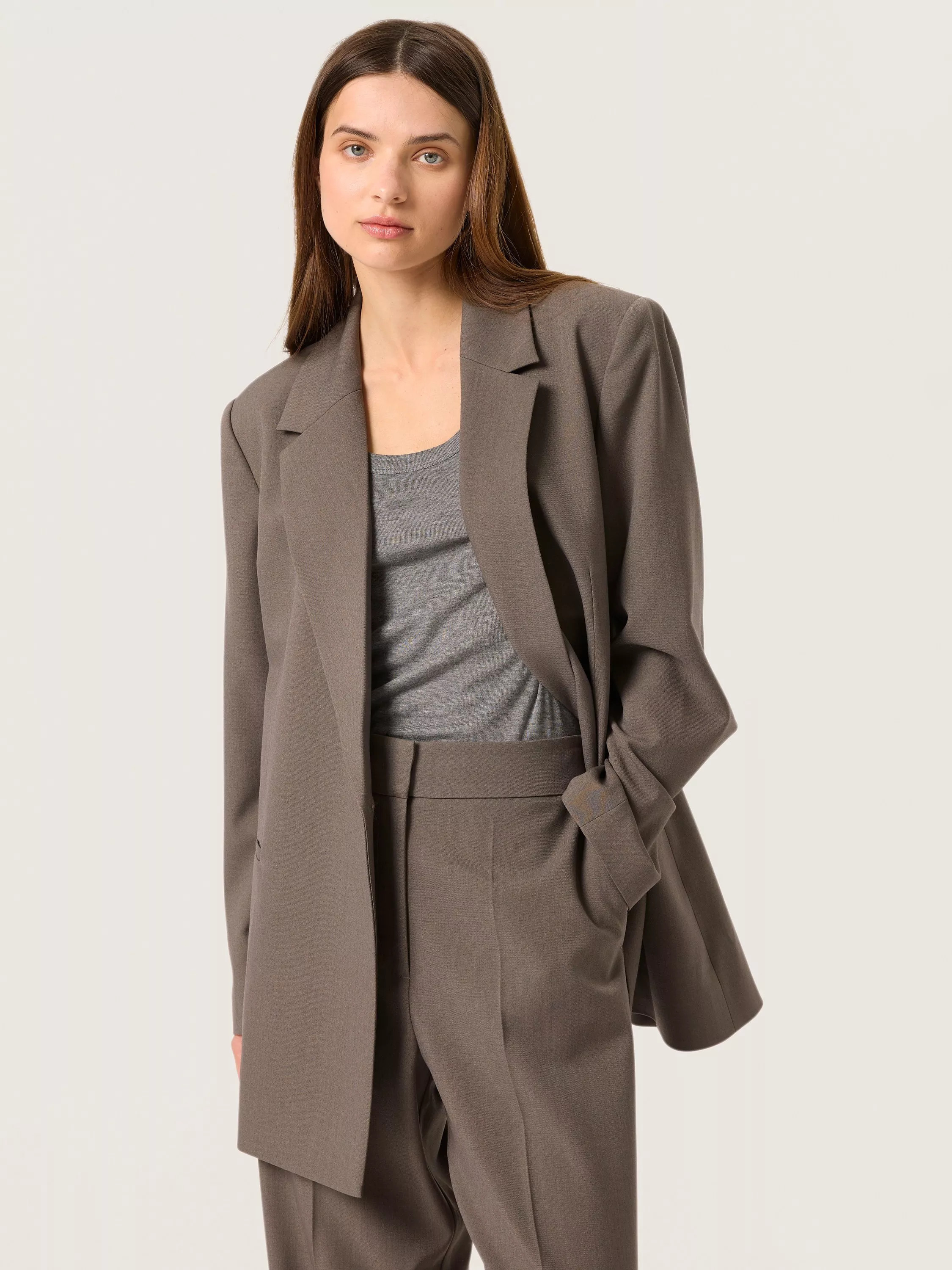 Soaked In Luxury Milica Wool Blend Blazer, Morel | John Lewis (UK)