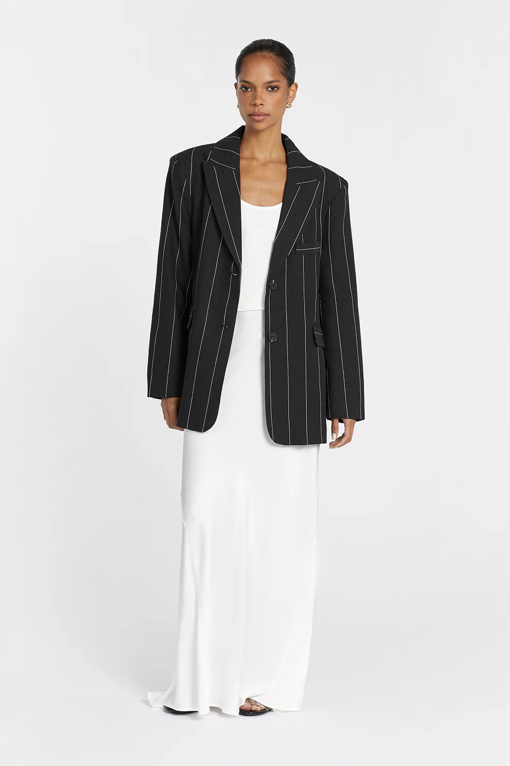 AVA BLACK PINSTRIPE BLAZER | DISSH