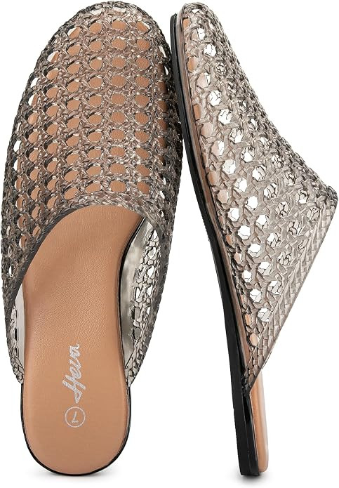 HEVA Women's Jelly Slide Sandals - Clear Mesh Hollow Slip On Closed Toe Slippers - Lightweight Ca... | Amazon (US)