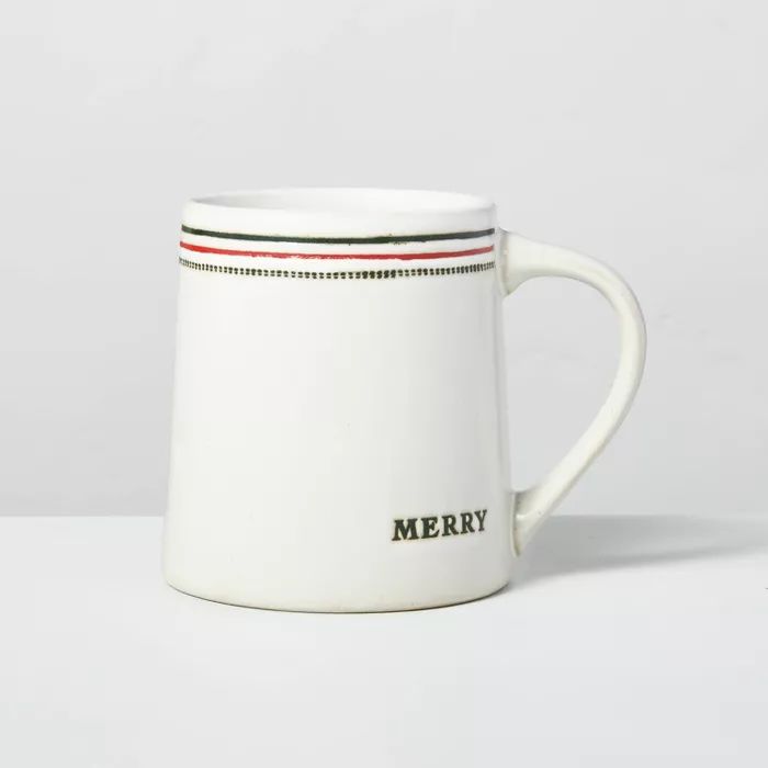 13oz Merry Holiday Stripes Stoneware Mug Red/Green - Hearth &#38; Hand&#8482; with Magnolia | Target