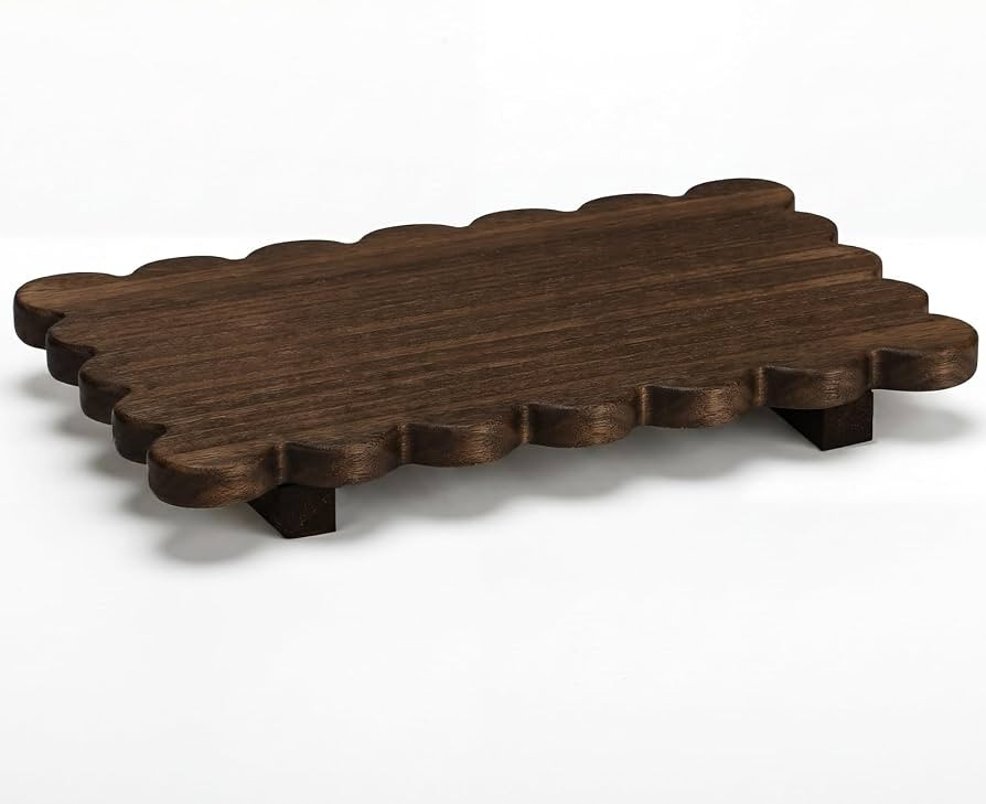 Yookeer Scalloped Wood Riser, Brown, 11.6''X 7''X 1.4'', Square | Amazon (US)
