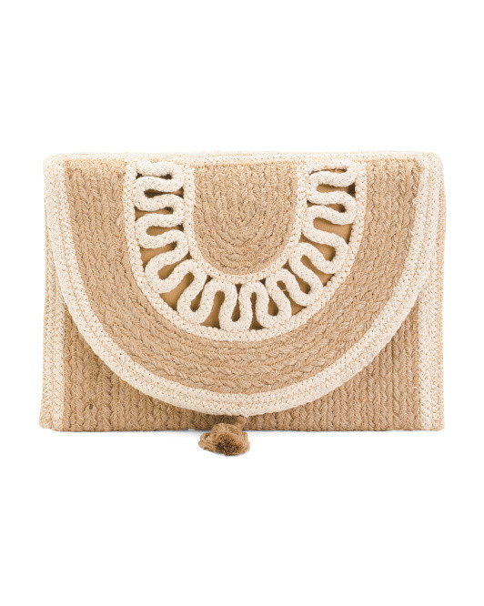 Jute Clutch With Rope Trim | TJ Maxx