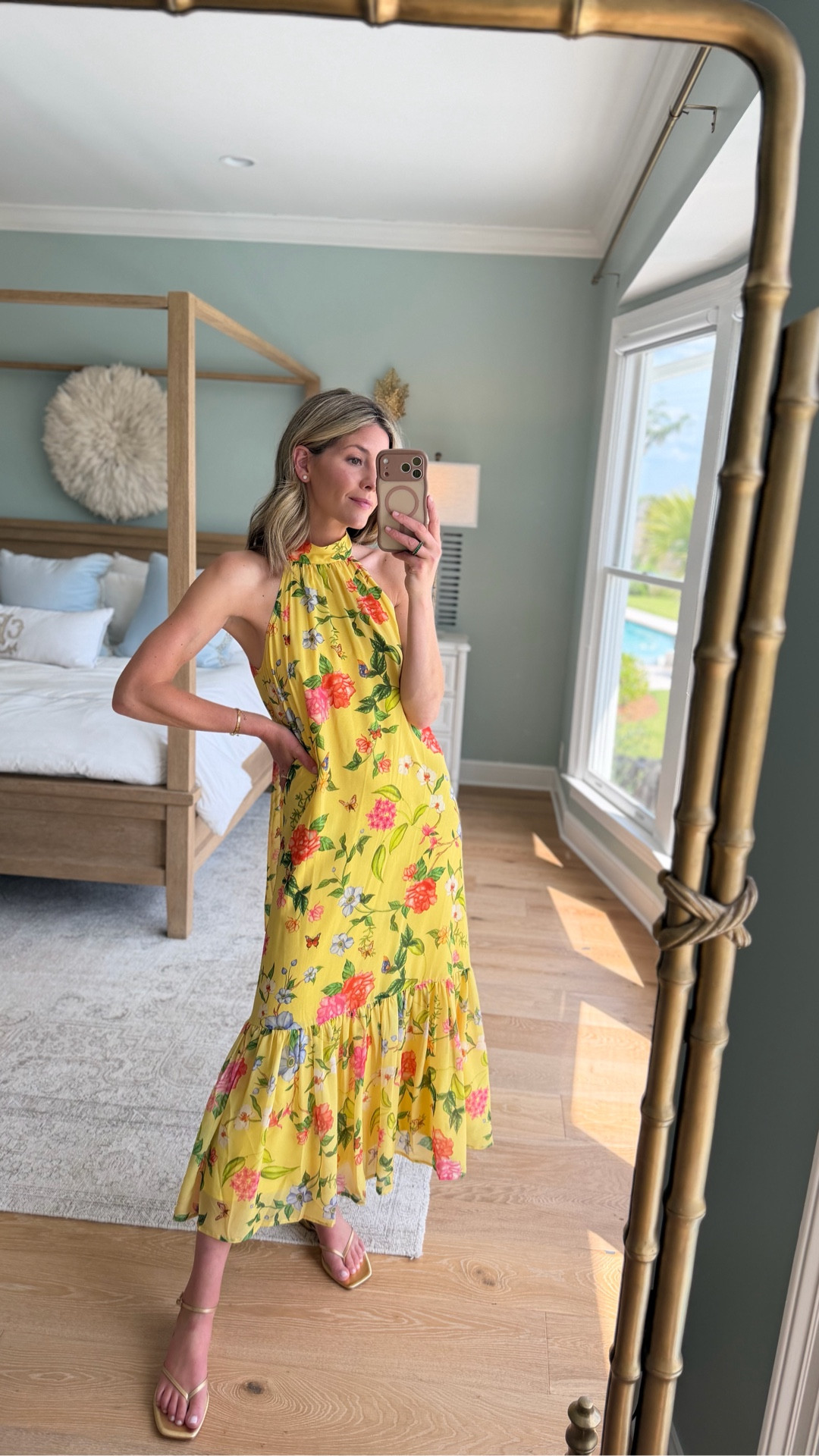 Such an event-worthy summer dress 💫 The soft yellow print and crochet detailing make it feel so special, while the easy silhouette keeps it comfortable and effortless to wear. It’s one of those pieces that instantly looks polished with minimal styling.

Also obsessed with these metallic sandals lately — they go with everything and add the perfect little elevated touch without taking away from the dress. wearing a size xs!

#LTKSeasonal #LTKootd