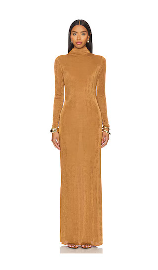 Kim Maxi Dress in Camel | Long Sleeve Maxi Dress With Sleeves Long Sleeve Fall Dress With Sleeves | Revolve Clothing (Global)