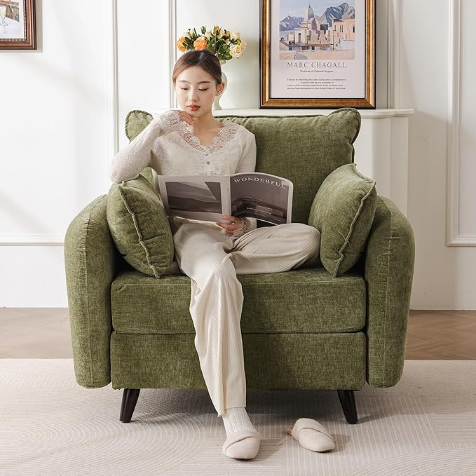 Oversized Accent Chair with All Seats Storage,Comfy Living Room Chairs with 2 Throw Pillow,Uphols... | Amazon (US)