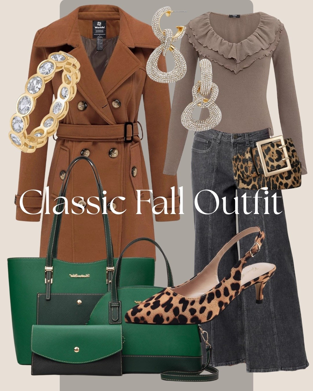 Classic fall outfit with camel trench coat, ruffle knit top, dark denim midi skirt and leopard slingback heels.
This is that timeless fall formula that mixes structure with texture, and the green tote plus leopard print adds personality without feeling overdone.

#LTKFall
#LTKStyle
#LTKWorkwear
#LTKShoes
#LTKAccessories
#LTKSeasonal


#LTKootd