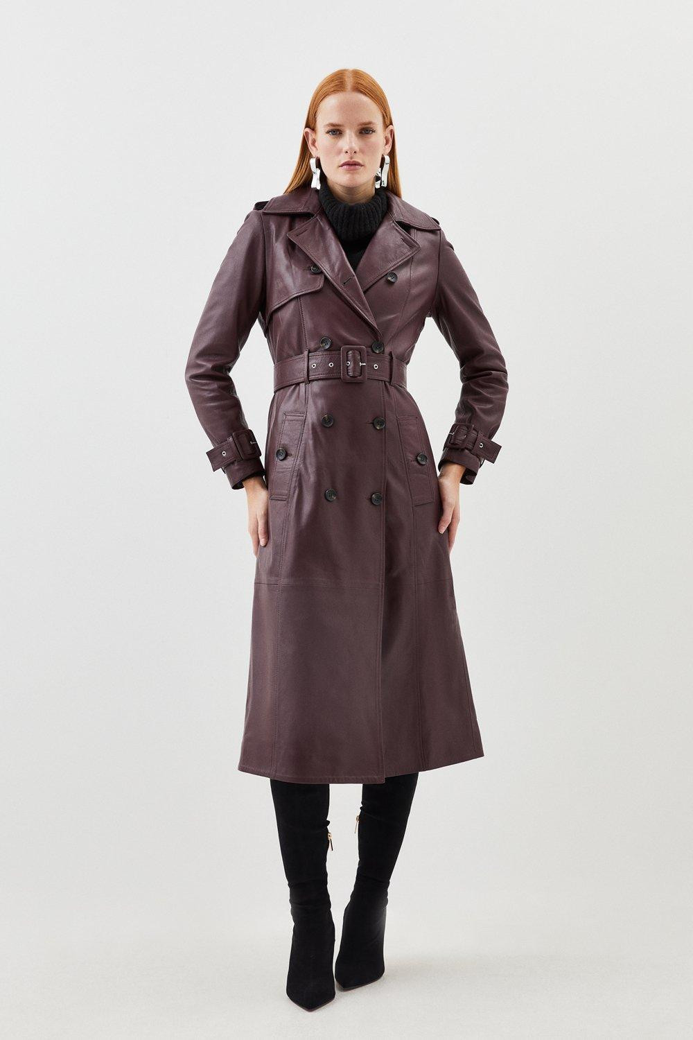 Leather Trench Belted Mac Midi Coat | Karen Millen US