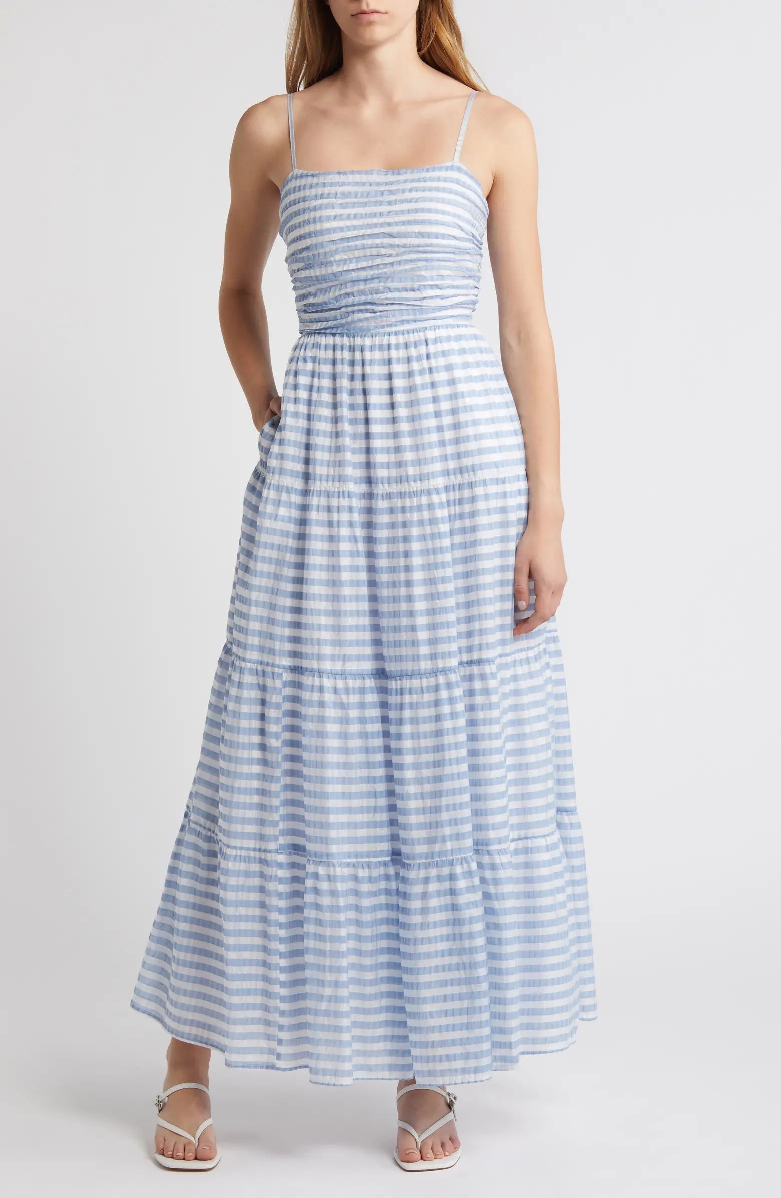 Textured Stripe Sleeveless Maxi Dress | Nordstrom