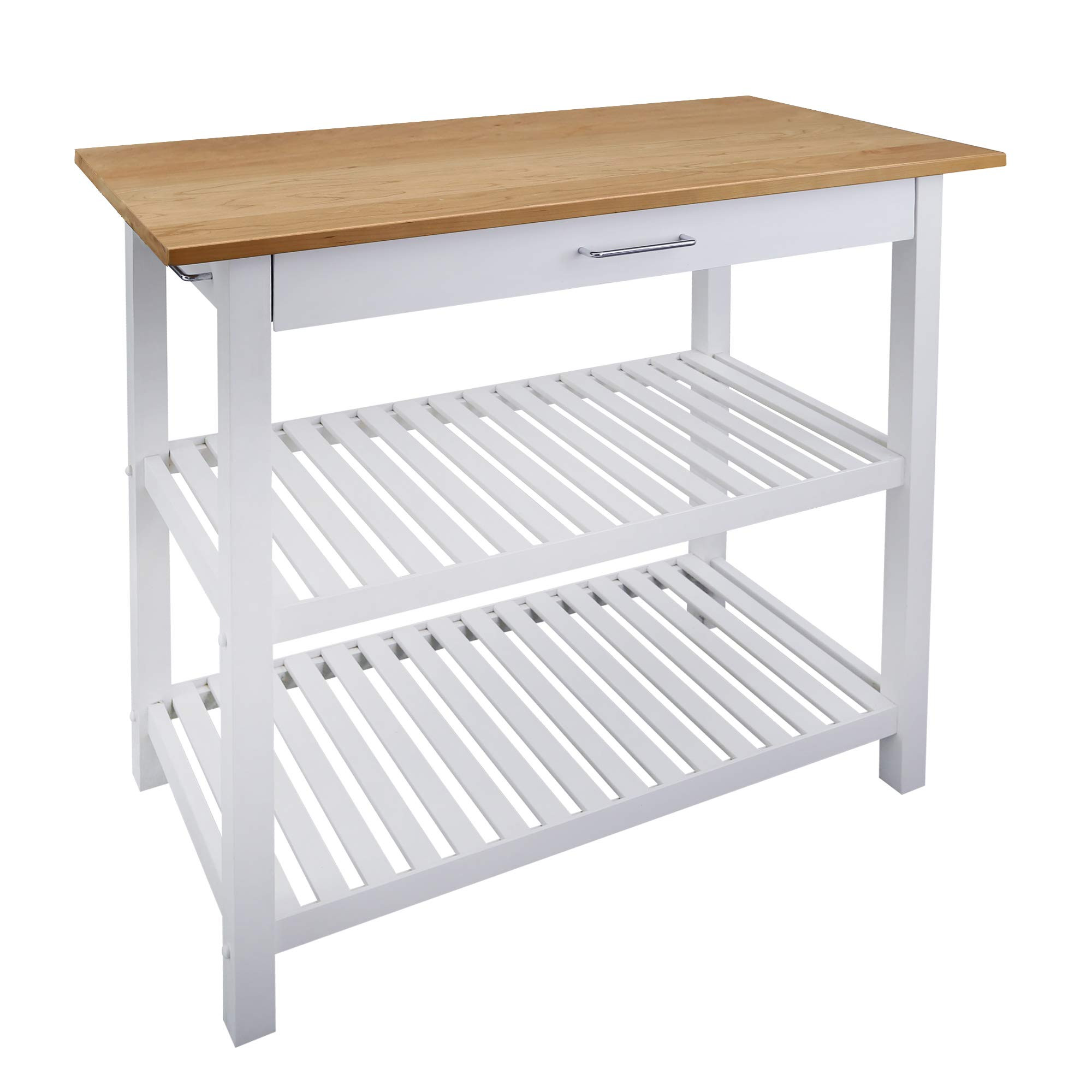Casual HOME Kitchen Island with Solid American Top, White & Cherry Natural | Amazon (US)