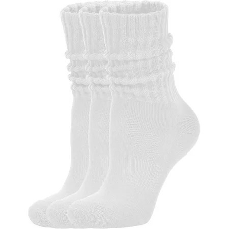 Women s Scrunch Crew Socks Retro 3-Pack Solid Cotton Boot Calf Socks Ribbed Cozy Slouchy Socks Size 5-11 | Walmart (US)