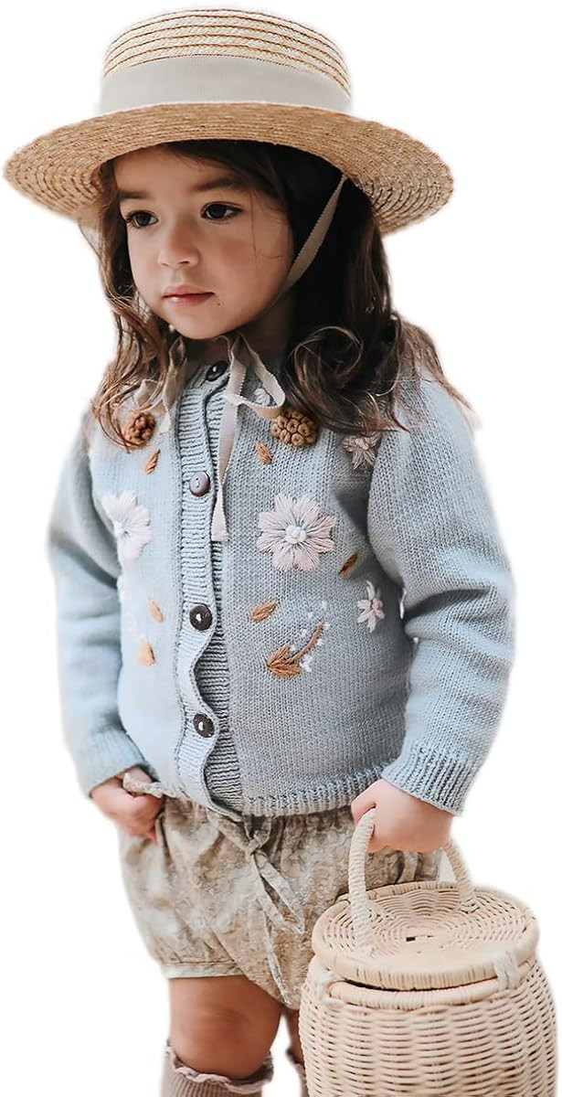 Simplee kids Baby Girl Thin Sweater Solid White Pink Cardigans for Toddler 0-3Years | Amazon (US)