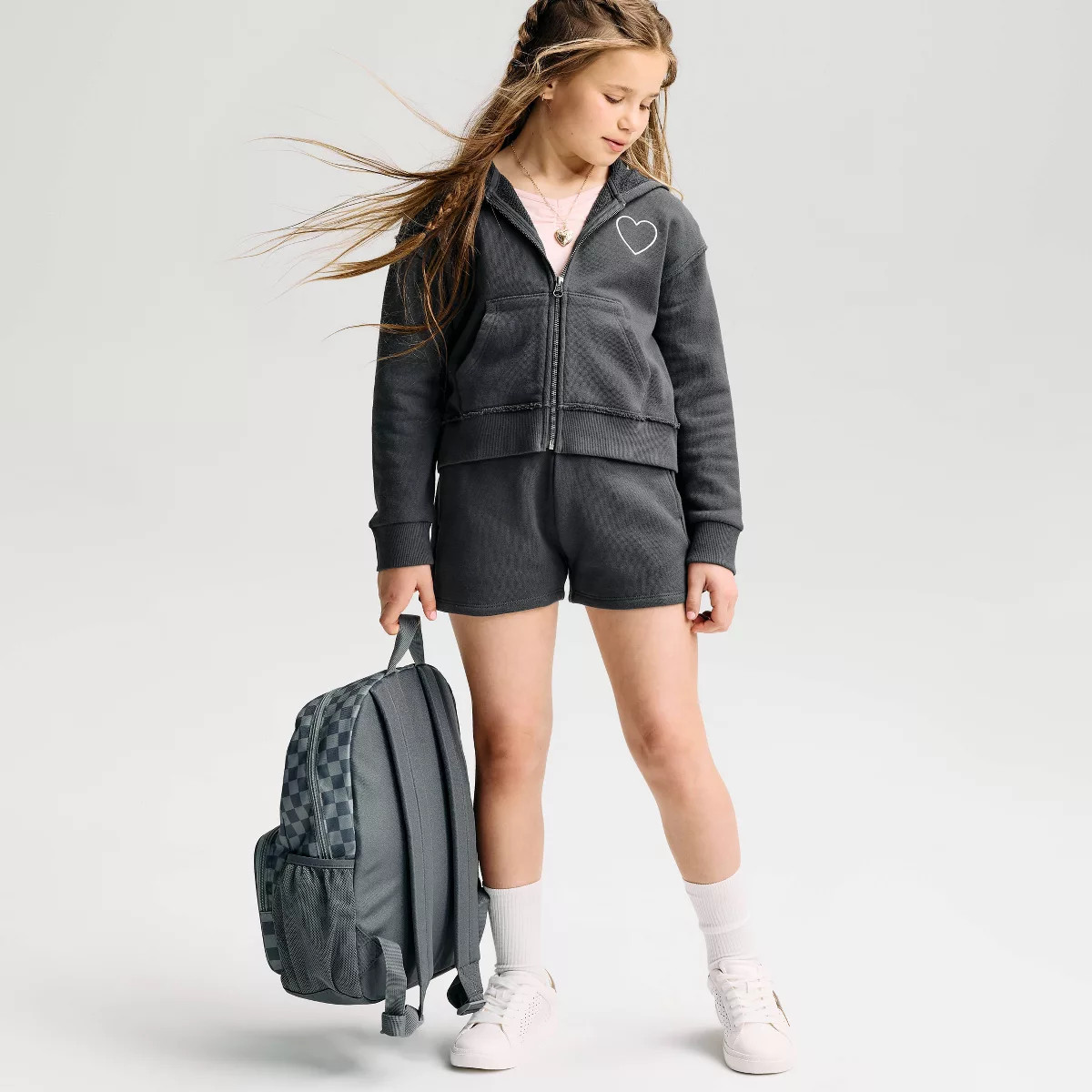 Girls' French Terry Pull-On Shorts - Cat & Jack™ Charcoal Gray XS | Target