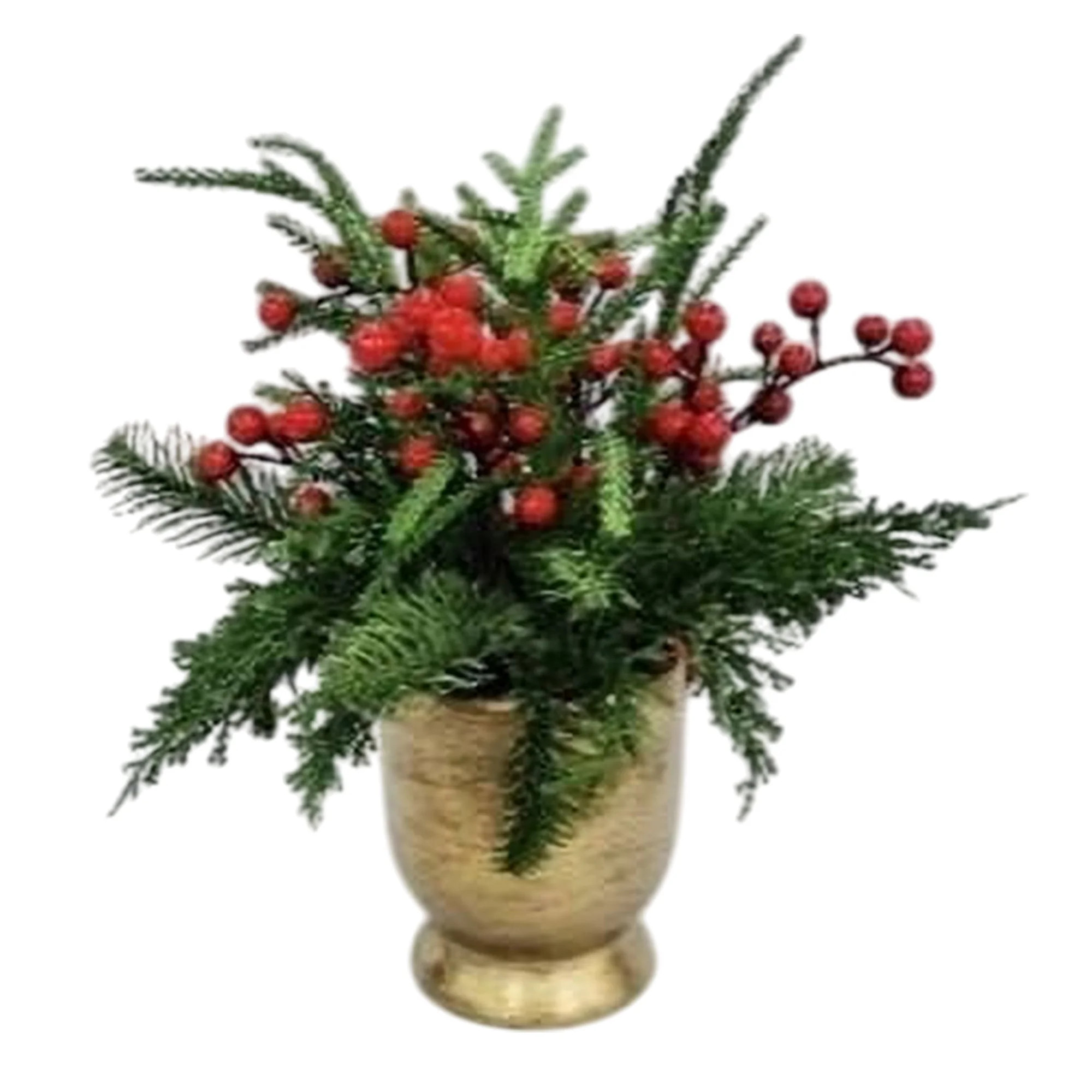Berries and Pine Sprigs Arrangement Christmas Decoration, Red and Green, 12", by My Texas House | Walmart (US)