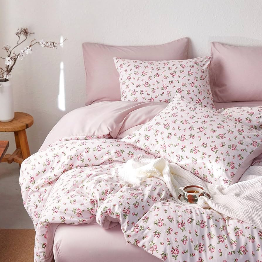 Wake In Cloud - Floral Comforter Set, Coquette Cottagecore Aesthetic Flower Shabby Chic Pattern f... | Amazon (US)
