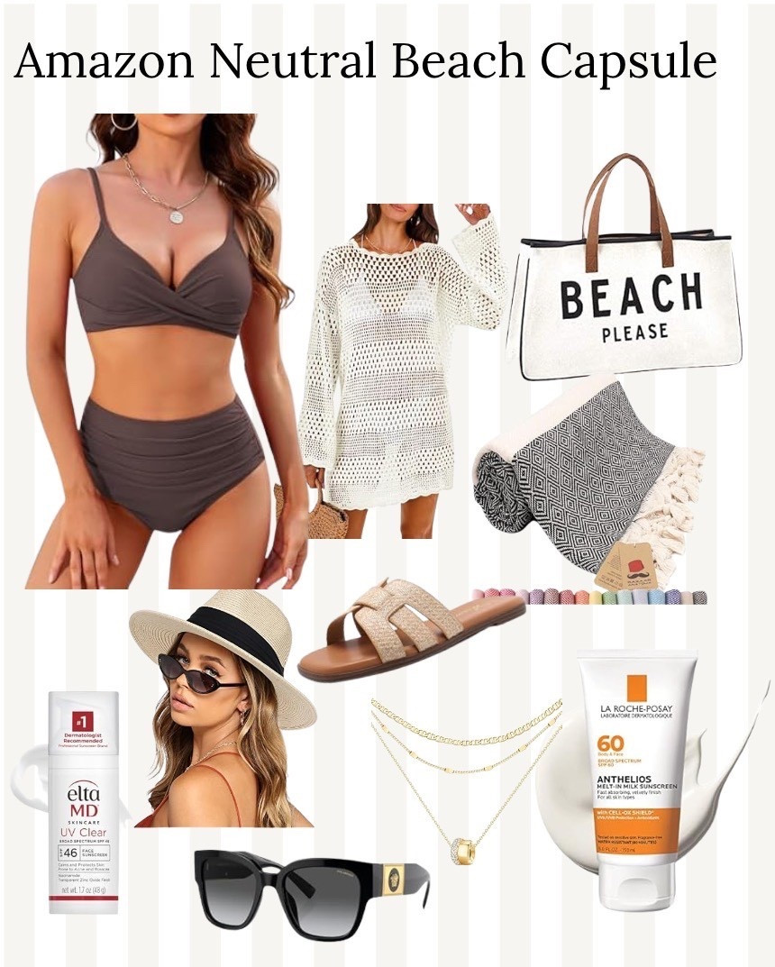 Amazon Neutral Beach Capsule 🤎
Sharing my favorite elevated Amazon beach finds , chic, neutral, and perfect for a polished resort look. This two-piece has such flattering moderate coverage, and everything pairs effortlessly for a sophisticated poolside vibe.
✔ Neutral swim
✔ Lightweight cover-up
✔ Woven slides
✔ Gold jewelry
✔ SPF favorites

#AmazonFinds
#AmazonStyle
#NeutralStyle
#BeachCapsule
#ResortChic
#VacationStyle
#SummerStyle
#ChicStyle
#BeachEssentials
#EffortlessStyle

#LTKSeasonal