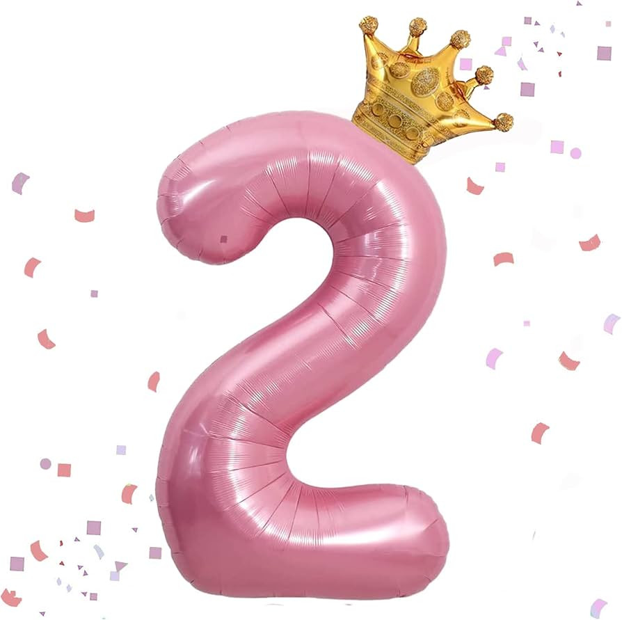 40 Inch Pink Number 2 & Mini Crown Balloon for Birthday Party Decorations, 2nd Birthday Party Dec... | Amazon (US)