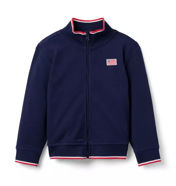 Embroidered Flag Pique Jacket | Janie and Jack