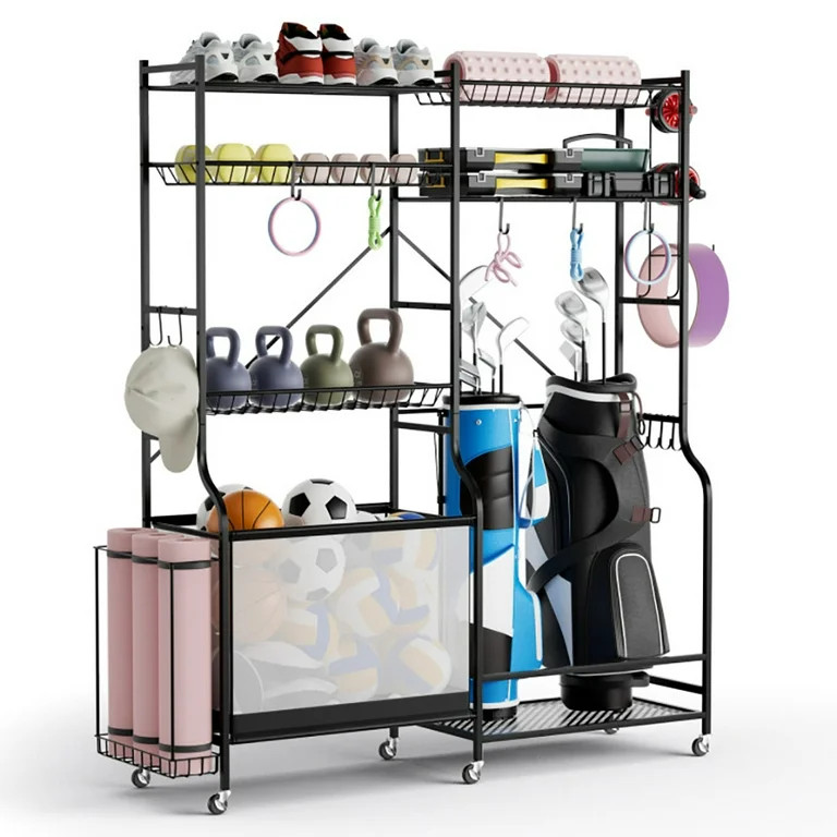 Topcobe Sports Equipment Organizer for Garage, Garage Ball Storage for Sports Gear and Toys, Roll... | Walmart (US)