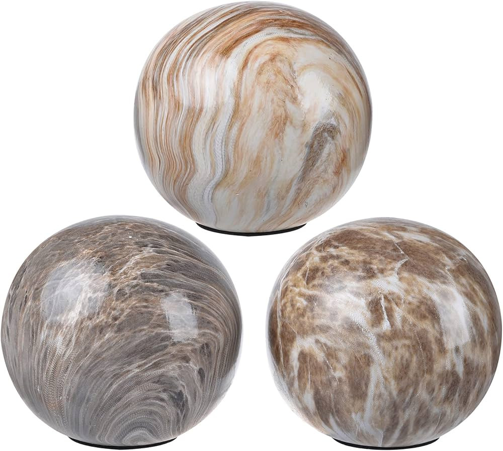 A&B Home Tan Marble Balls Set of 3 - Home Decor Beige Marble Orbs, Decorative Orbs for Tabletop D... | Amazon (US)