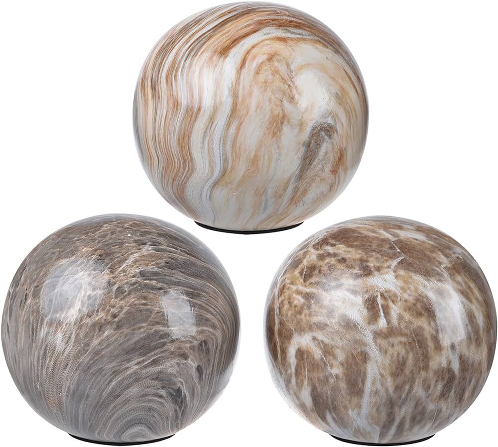 A&B Home Tan Marble Balls Set of 3 - Home Decor Beige Marble Orbs, Decorative Orbs for Tabletop D... | Amazon (US)