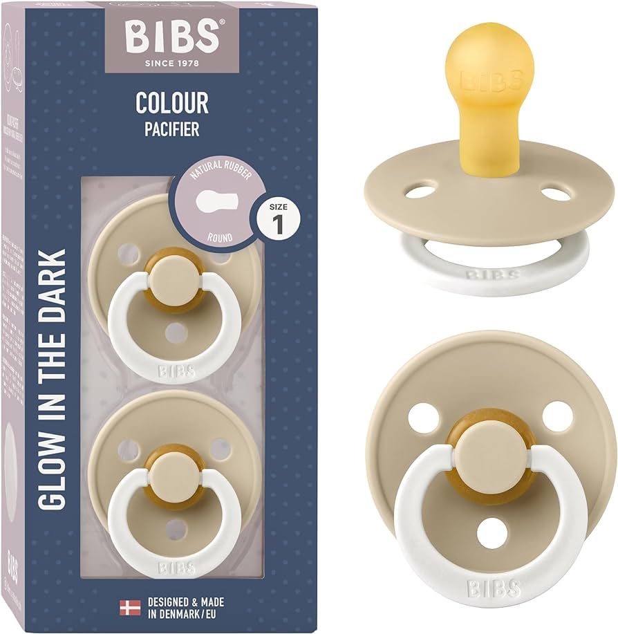 BIBS Pacifiers | Natural Rubber Baby Pacifier | Set of 2 BPA-Free Soothers | Made in Denmark | Va... | Amazon (US)