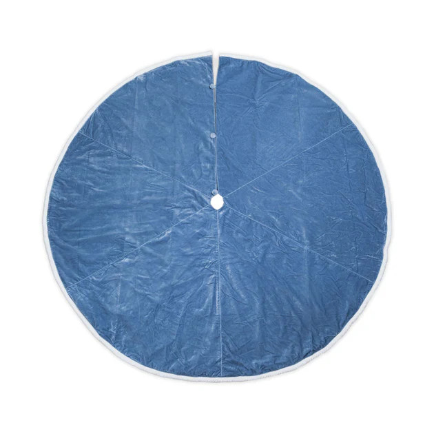 Cailíní Coastal Velvet Christmas Tree Skirt - Dusty Blue | Cailini Coastal