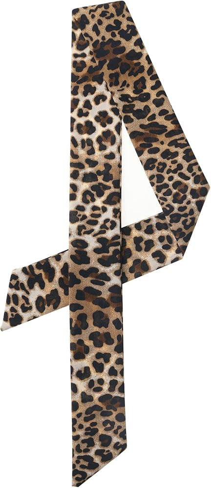 Allegra K Skinny Scarf Womens Thin Long Neckscarf Fashion Leopard Print Hairband Waistband Bag Handle Accessory | Amazon (US)