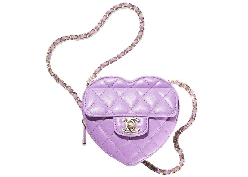 Women's Chanel Heart Clutch With Chain 22S Lambskin in Purple | StockX