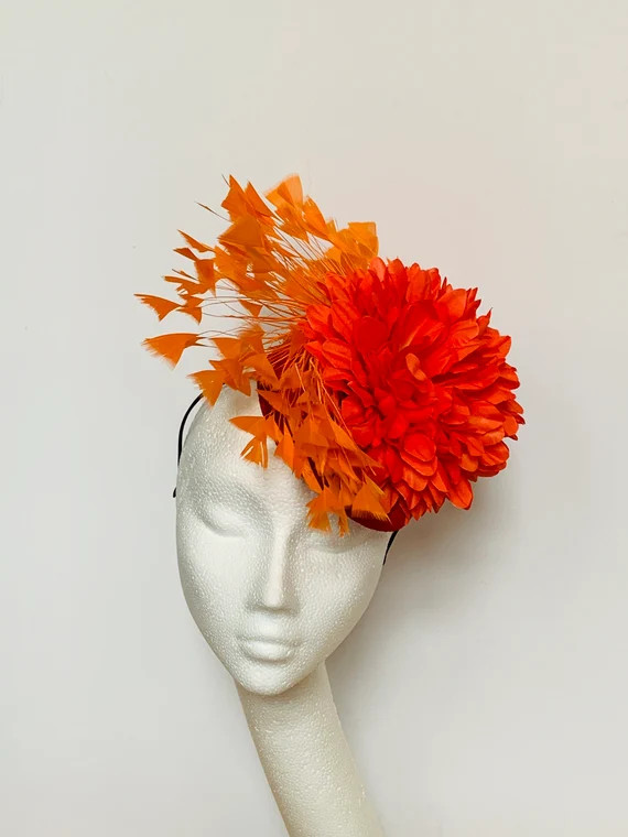 Orange fascinator orange Kentucky Derby hat orange Royal | Etsy | Etsy (US)